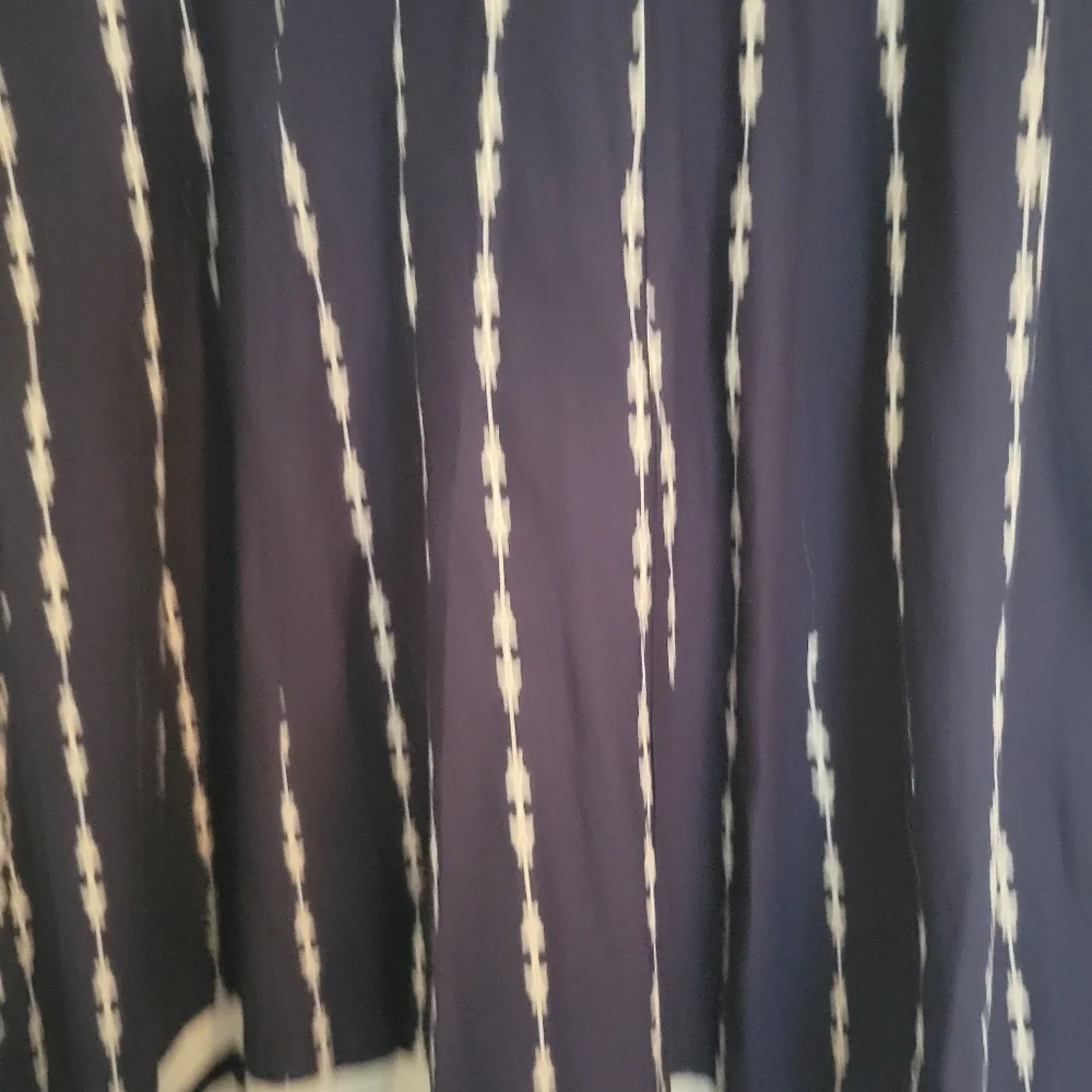 Damask Print Dress Cotton Blend Navy White Boho Statement Size L‎ - Picture 5 of 9